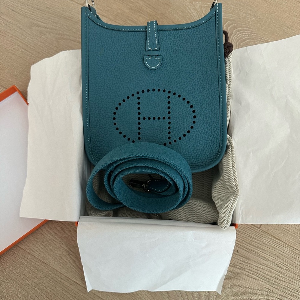 HERMES MINI EVELYN IN BLUE JEAN